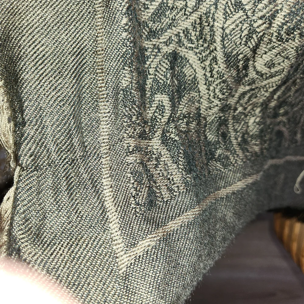 Black and Olive Hue TAN Patterned Scarf. - Picture 8 of 8
